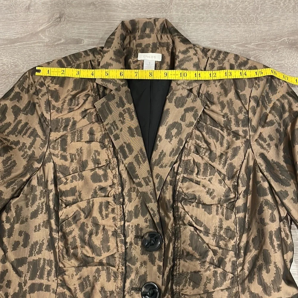 Women's Brown Leopard Print Blazer Jacket - Picture 11 of 16